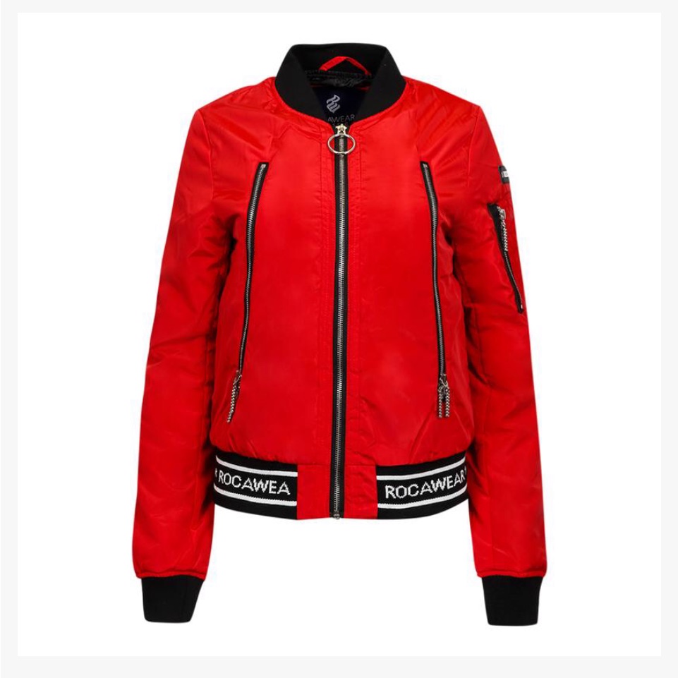 Rocawear Logo Bomber Jacket Red Size Small-Xl Available